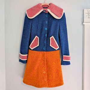 Anna K Designer Coat Kawaii Wool Anime Embroidered Twee Whimsical Size Small